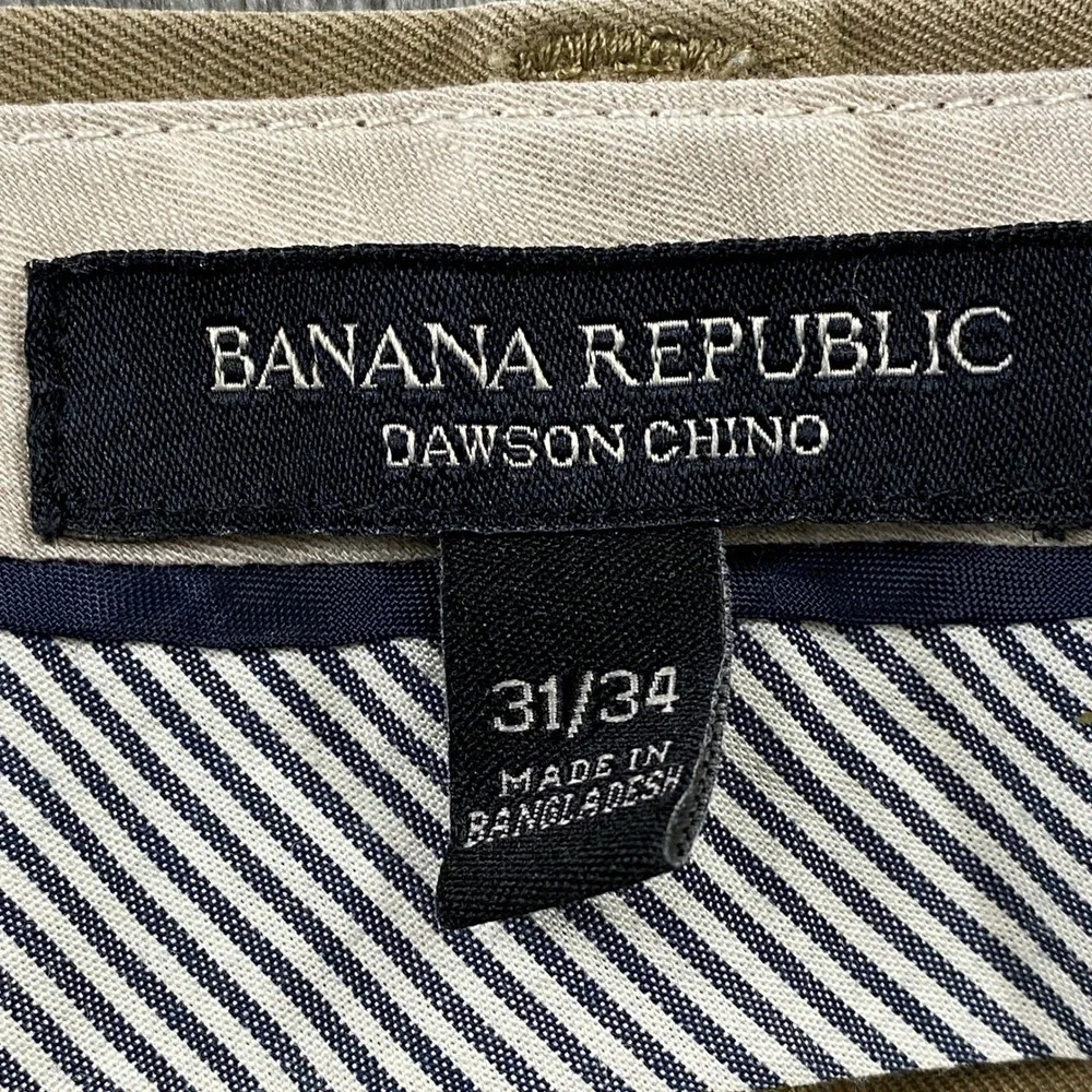 Banana Republic Chinos Mens 31x34 Khaki Tan Dawson Chino Straight Leg Cotton
